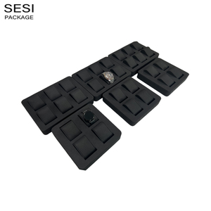 Tùy chỉnh hàng đầu đồng hồ hiển thị đứng màu đen chải đồng hồ hiển thị khay cửa sổ đạo cụ microfibra đồng hồ hiển thị đặt Showcase - Product Image 5