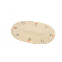 Set de table ovale en PP tissé, broderie tulipe, style zen asiatique, recyclable, résistant à la chaleur, écologique, épaisseur 1 mm, pour salle à manger et cuisine