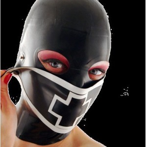 Masque en latex naturel 100 % anatomique BANSEY avec col ajusté, fermeture éclair au dos, cagoule en caoutchouc, équipement de jeu de rôle intime pour couples - Product Image 6