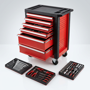 Ensemble d'outils de réparation en acier au carbone durable fourni par l'usine, clé à douille multifonctionnelle avec chariot de rangement roulant - Product Image 1