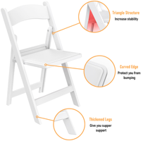 Chaise pliante moderne en résine plastique blanche, légère, confortable, écologique, empilable, pour salon, école, cuisine