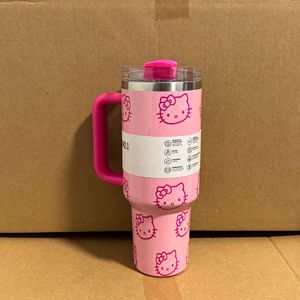 Gobelet de voyage isotherme en acier inoxydable de luxe de 40 oz avec poignée et paille, motif chat de dessin animé, idéal comme cadeau - Product Image 2