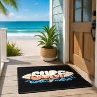 Tapis de porte d'entrée en caoutchouc imperméable personnalisé avec logo, pour la plage, le surf et l'extérieur, facile à nettoyer et lavable