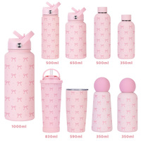 Gobelet isotherme en acier inoxydable ZB avec paille et nœud papillon, ensemble de 1000 ml, tasse à thé au lait portable avec poignée, vente en gros, sans BPA