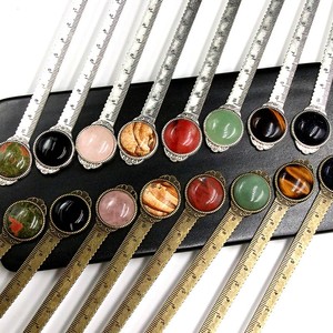 Natural Crystal Semi-gemstone Ruler <b>Bookmark</b> Alloy Inlaid Gemstone <b>Bookmark</b> Stationery Diy Time Gemstone Crystal <b>Bookmark</b> - Product Image 2