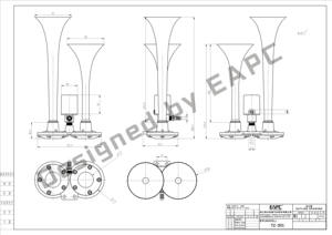 แตรลมคู่ OE 301 ซีรีส์ แบบท่อคู่ 12V 24V สำหรับรถบรรทุก พร้อมวาล์ว สีดำ แดง โครเมียม - Product Image 2