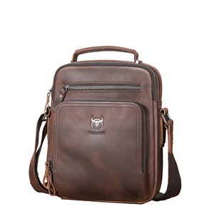 Bolso bandolera pequeño de cuero genuino marrón Vintage hecho a medida de fábrica para hombre - Product Image 4