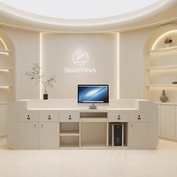 Bureau de réception en bois moderne et durable, conçu pour les salons de beauté, les bureaux, les hôtels, les hôpitaux, les espaces commerciaux