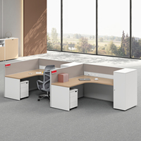 Bureaux de personnel minimalistes à cloisons avec armoires de rangement, postes de travail d'angle pour 2/4/6 personnes, bureaux d'entreprise