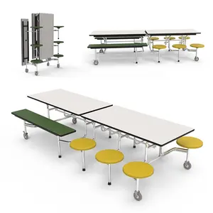 Mobile Folding Bench Canteen Cafeteria Table In Restaurant Sets