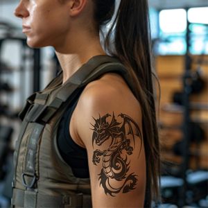 Tatuaggi Temporanei con Stampa Personalizzata, Tribù di Leoni, Drago Nero, Colore Normale, Adesivi per Corpo e Braccia, Arte Corporea Temporanea - Product Image 4