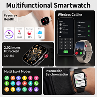 Montre connectée carrée CY39 2026 avec appels Bluetooth, écran IPS 2,02 pouces, fonction d'appel, suivi de santé, suivi d'activité sportive unisexe