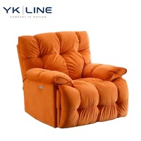 Fauteuil inclinable électrique multifonctionnel grand et confortable en tissu orange, idéal pour la détente – Offre spéciale