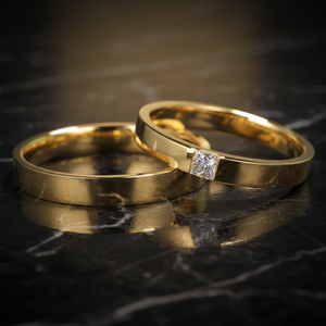 Anillo de Compromiso Romántico con Diamante Cultivado en Laboratorio Personalizado o Juego de Regalo para Parejas, Anillo de Promesa de Boda para Hombre y Mujer en Oro de 18K - Product Image 4