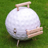 Barbecue portable coréen de 14 pouces en forme de ballon de football, mini-grill à charbon de bois rond pour l'extérieur, en acier inoxydable
