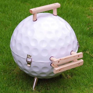 Barbecue portable 14 pouces en forme de ballon de football, mini-grill à charbon de bois rond pour l'extérieur, en acier et fer - Product Image 2