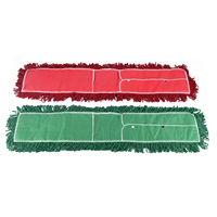 Tête de balai plat de rechange en fil de coton rouge, lavable en machine, pour usage humide et sec, avec poche, pour hôtels et hôpitaux