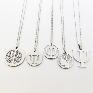 Collier psychologie 316L en acier inoxydable, bijou symbole Psi psychique, cadeau délicat pour psychologue, bijoux en acier - Product Image 5
