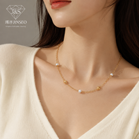 Collier ras du cou JINSEO pour femme avec pendentif perle en argent sterling S925 8,04g, plaqué or, bijoux minimalistes de luxe léger