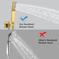 Ensemble de robinet de salle de bain en or brossé doux de 12 pouces pluie à main système de douche à effet pluie en laiton garniture de corps en céramique complète