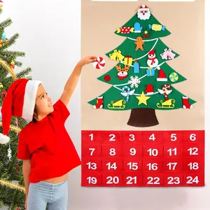Ourwarm Ready to Ship Customized Christmas <strong>Advent</strong> Felt <strong>Fabric</strong> <strong>Calendar</strong> with Christmas Tree Countdown and Pockets 11x16cm - Product Image 6