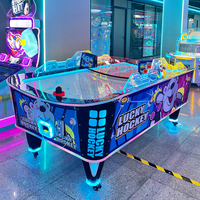 Table de hockey sur air professionnelle à monnayeur, thème Ours Polaire, néon LED, en métal, avec support anglais/espagnol pour FEC
