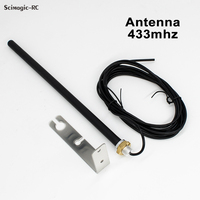 Antena de control de ganancia de 433MHz para abridores de puertas de garaje y persianas, con soporte en L de acero inoxidable y cable coaxial de extensión