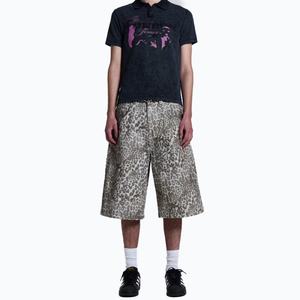 Shorts en jean baggy pour homme, imprimé léopard, délavé, style rétro, longueur genou, tissé, haute qualité, pour l'entraînement, Jorts - Product Image 2