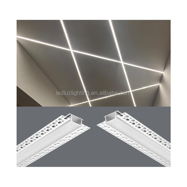 Recessed Aluminum LED Profile with PC Diffuser for Plaster Drywall Aluminum Extrusion Gypsum LED Channel Strip Light