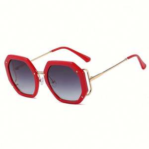 Lunettes de soleil pour femmes, logo personnalisé, nouvelle mode vintage, luxe, verres dégradés, UV400, surdimensionnées, hexagonales - Product Image 6