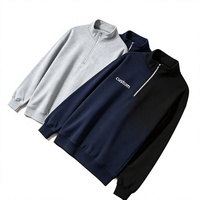 Sweat-shirt polaire pour homme grande taille, col montant, demi-zip, coupe classique, hiver, personnalisable, plusieurs coloris, brodé