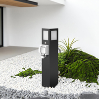 Poteau d'éclairage extérieur avec 1 boîtier de sortie, robinet d'eau anti-gel et éclairage automatique crépusculaire, en acier inoxydable 304, étanche IP66