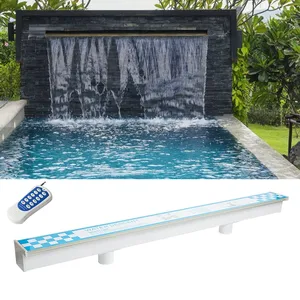 Gran oferta nuevo diseño cascada agua cortina pared piscina bajo el agua Ip68 ABS acrílico fuente Led cascada Luz