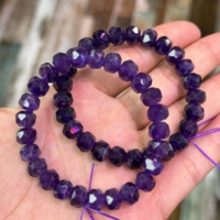 Bracelet en améthyste naturelle à facettes, perles brutes taillées en forme de diamant, cristal violet, bijou de guérison en pierre précieuse, vente en gros