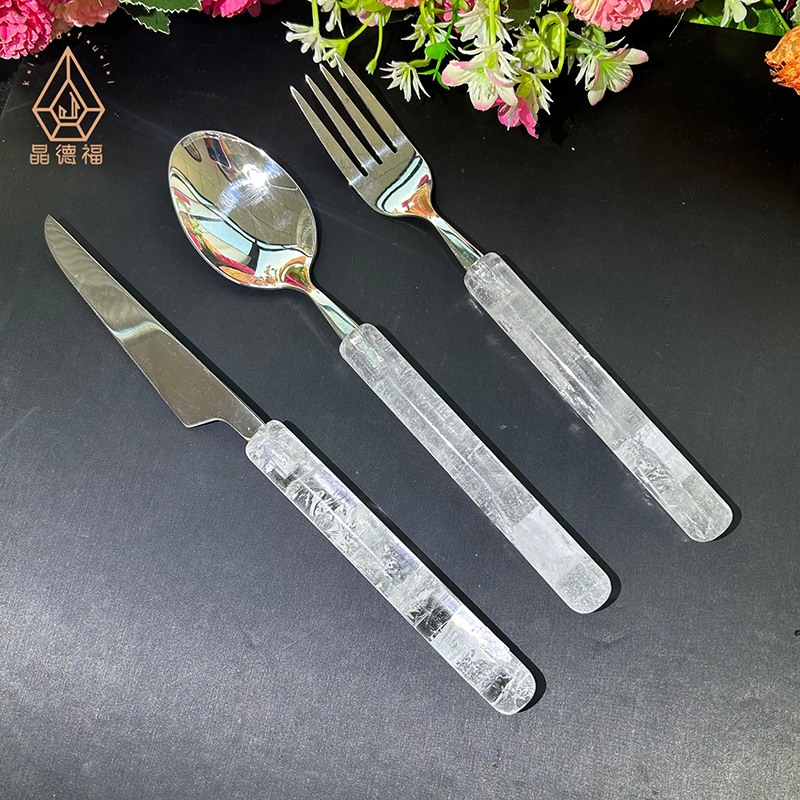 Kindfull Clear Quartz Spoon Forks Natural