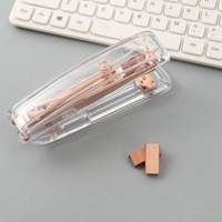 2024 Offre Spéciale papeterie or Rose cadeau agrafes agrafes de haute qualité pour agrafeuse en plastique à la mode transparente