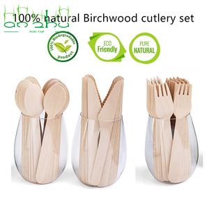 ชุดช้อนส้อมไม้แบบใช้แล้วทิ้ง ดีไซน์สวยงาม เป็นมิตรกับสิ่งแวดล้อม เหมาะสำหรับตกแต่งครัว ร้านอาหาร โรงแรม  ช้อนส้อมธรรมชาติเคลือบสี - Product Image 4