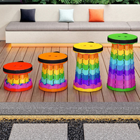 Tabourets de pêche ronds d'extérieur à haute capacité de charge, chaise de jardin pliable en plastique portable, tabouret rétractable arc-en-ciel