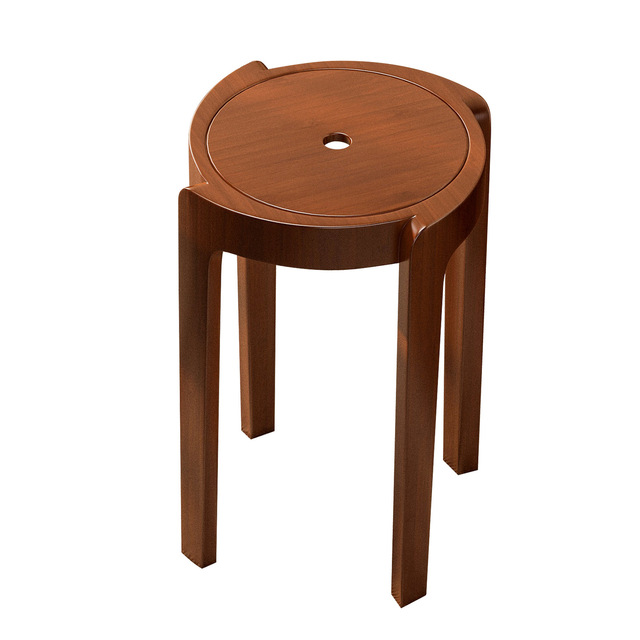Stackable Solid Wood Round Stool, Modern Portable Dining Stool with Handle Hole, Wooden Side Stool for Kitchen, Dining Room