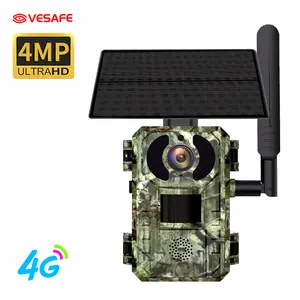 VESAFE 2K Solar 4G SIM Card Trail 4MP 4W Hunting Cameras Outdoor Wildlife Waterproof Monitoring PIR Cameras