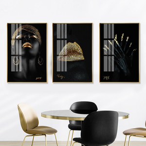 Moderno negro brillante <span class=keywords><strong>de</strong></span> la mujer africana patrón <span class=keywords><strong>de</strong></span> tela <span class=keywords><strong>de</strong></span> lona <span class=keywords><strong>de</strong></span> arte <span class=keywords><strong>de</strong></span> la pared decoración <span class=keywords><strong>pintura</strong></span> al óleo pinturas - Product Image 2