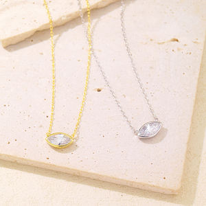 Usine Direct <span class=keywords><strong>Prix</strong></span> De Gros Brillant Classique Yeux Zircon Pendentif Collier Géométrique 925 Sterling Mode Fine Silver Colliers - Product Image 2