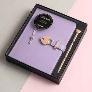 Tùy chỉnh máy tính xách tay Organizer Bìa Cứng PU da A5 cô gái Womens Nhật Ký màu hồng với khóa - Product Image 5