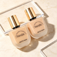 Fond de teint mat léger IMAGIC, résistant à l'eau et à la transpiration, contrôle du sébum, flacon en verre, bouchon doré, tous types de peaux, pour les distributeurs