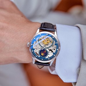 Orologi di Moda Più Venduti, Orologi Casual con Quadrante Sole Luna Stelle, Orologi Meccanici Automatici Semplici ed Eleganti - Product Image 2
