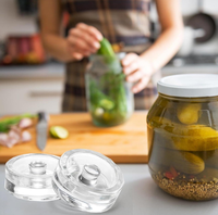 Poids de fermentation en verre avec poignée ergonomique pour bocaux Mason à large ouverture, poids en verre pour cornichons et chou sauvage