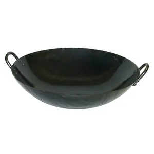 Frying Wok Enamel Carbon Steel Wok Non Stick Chinese Wok With Double Handle