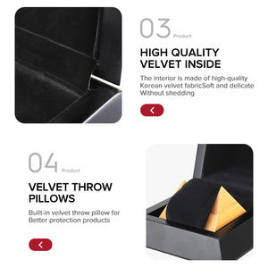 SUNDO Novo estilo luxo veludo preto travesseiro triângulo jóias pulseira caixa presente embalagem único relógio de madeira caixa - Product Image 5