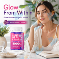 Capsules de collagène au glutathion sous marque privée, supplément de beauté antioxydant à la vitamine E, 60 unités, formule personnalisée OEM, fournisseur
