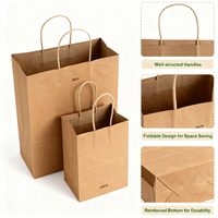 Sac en papier kraft écologique avec logo personnalisé avec poignée plate pour les cadeaux et les achats Sac en papier artisanal avec surface imprimée